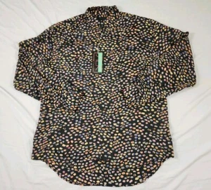 Santana Vintage Herren Hemd 100 % Seide Große L Neu mit Etikett Geometrische Knopfleiste LS schwarz - Bild 1 von 9