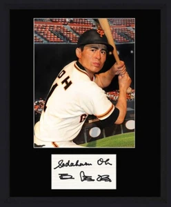 *Flawless* Sadaharu Oh Signed Japanese Autographed Index Card Framed Display BAS - Picture 1 of 5