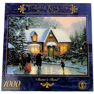 Thomas Kinkade Puzzle Skater's Pond 1000 Piece Art Vintage 1999 Ceaco New Sealed - Picture 1 of 6