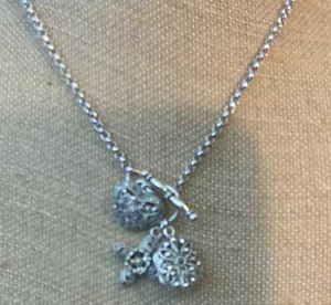 Sterling Marcasit klappbares Medaillon Herz Kreuz Charms auf 16"" Link Kipphalskette - Bild 1 von 7
