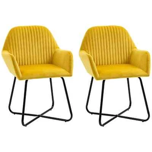 Silla con respaldo plisado Velvet-Feel - Amarilla - Imagen 1 de 10