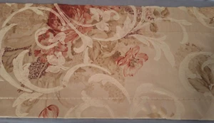 Juego de 2 cenefas cortina damasco oro y rosas - Imagen 1 de 2