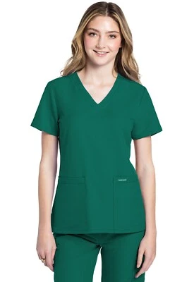 Cherokee WW Originals Scrubs Women's V-Neck Top CK953A HUN Hunter Free Ship - Image 1 of 4