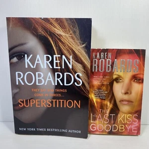 2 Lot Karen Robards-Superstition & The Last Kiss Goodbye Paperbacks Romance - Picture 1 of 11