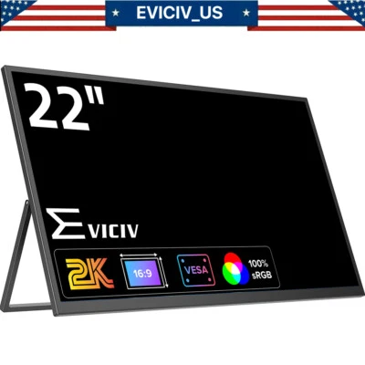 EVICIV 22.0" 2K Portable Monitor 1000:1 Screen USB C Display HDMI 2560*1440 Big - Image 1 of 4
