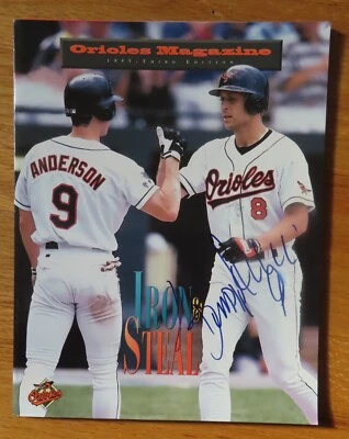 Certificado de autenticidad del programa Baltimore Orioles 1995 firmado por Brady Anderson Foto 1 de 2