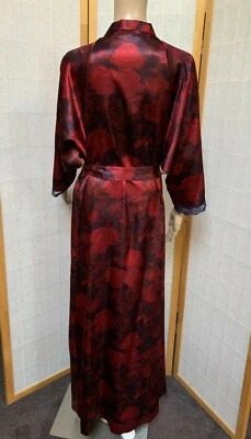 Bata Larga De Colección Vanity Fair Azul Marino/Vino Satinado Sedoso Talla M Foto 1 de 4