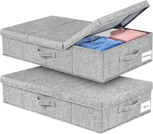 Under Bed Storage, 2 Pack Large Underbed Storage Containers with Lids, Foldable - Picture 1 of 7
