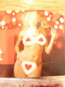 Womens Love Heart Thong & Bra Set, Red & White One Size Fits All Christmas Gift - Picture 1 of 4