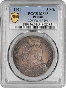 Prussia 5 mark 1901 A, PCGS MS63, "200th Anniversary - Kingdom of Prussia" - Picture 1 of 4