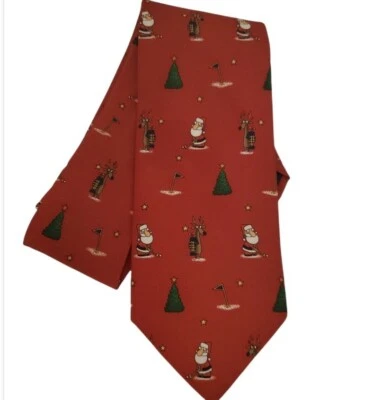 Gravata de golfe Natal Papai Noel renas por Parquet 100% poliéster seminova - Imagem 1 de 3