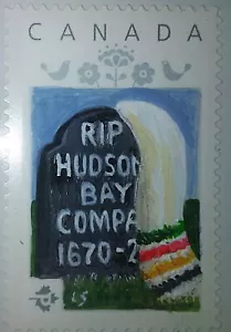"HUDSON'S BAY COMPANY TOMBSTONE" OOAK ORIG HANDPAINTED CANADA P STAMP W/COA - Picture 1 of 1