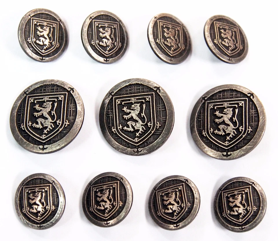 Antique Silver Blazer Buttons Set For Suit, Blazer, or Sport Coat - Metal Shank - Image 1 of 1