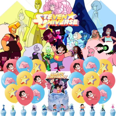 Steven Universe Party Supplies Birthday Decor Set Balloons Cake Toppers Banner - Image 1 of 4