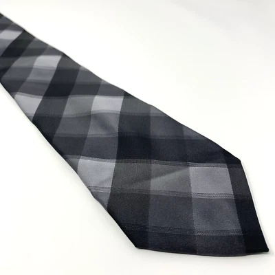 "Corbata de hombre Calvin Klein negra gris seda a cuadros 59"" X 3,25""" Foto 1 de 3