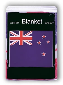 New Zealand Flag Fleece Blanket *NEW* 50"x60" Travel Throw Cover All Blacks L@@K - Picture 1 of 1