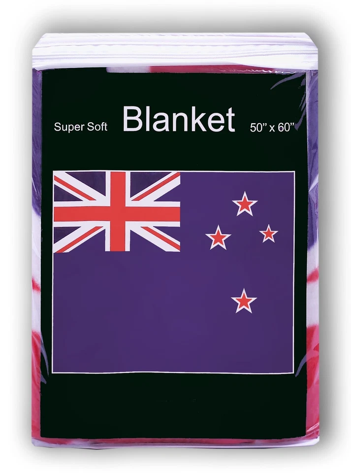 New Zealand Flag Fleece Blanket *NEW* 50"x60" Travel Throw Cover All Blacks L@@K - Image 1 of 1