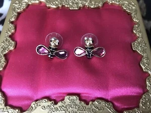 Betsey Johnson Hawaiian Luau Hawaii Yellow Bee Spring Wings Crystal AB Earrings - Picture 1 of 3