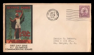 1932 US 718 on Los Angeles Xth Olympiad Summer Olympics Runner Large Cachet FDC - Picture 1 of 1