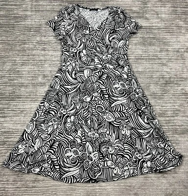 B Smart Dress Womens Small Black White Shortsleeve V-Neck Midi - Image 1 of 4