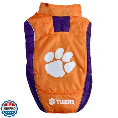 Pets First Collegiate Clemson Tigers Puffer Vest for Dogs and Cats. Size Larg - Image 1 of 4