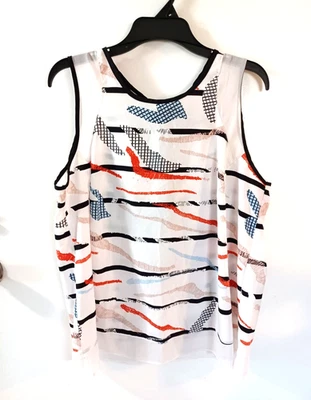 Kenar Sleeveless Shirt Womens Size 1X Multicolor Geometric Bohemian Blouse - Image 1 of 4