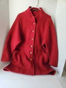 (read) GEIGER Austria 42 US Women’s Cardinal Red Boiled Wool Jacket Coat - Picture 1 of 20