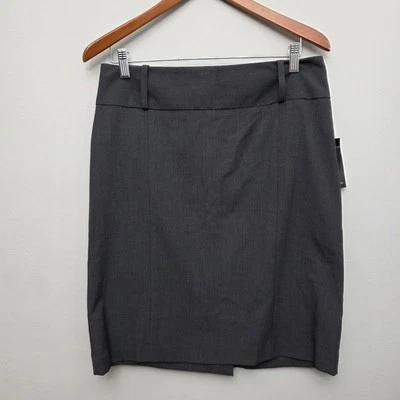 Falda Larry Levine Elástica Talla 10 Botón Espalda Profesional Gris Lápiz Foto 1 de 4