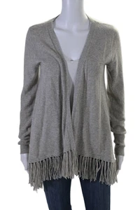 Club Monaco Womens Cashmere Fringe Trim Wrap Sweater Gray Size Extra Small - Picture 1 of 5