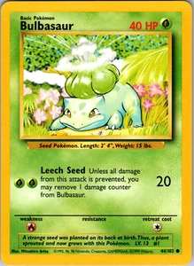 Bulbasaur 44/102 Pokemon: Base Set Unlimited Common - LP - Picture 1 of 2
