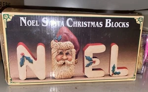 Vintage Kurt Adler Kandy's Folk Art Christmas Santa NOEL Shelf Sitter Blocks - Picture 1 of 7