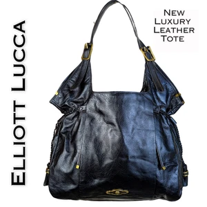 NEW Elliott Lucca Sintra Black Leather Luxury Large Tote Shoulder Bag Tassels - Picture 1 of 12