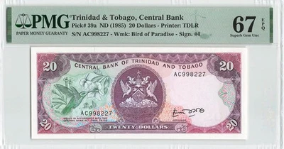 TRINIDAD & TOBAGO 20 Dollars 1985, P-39a, Sign: Bobb, PMG 67 EPQ Superb Gem UNC - Image 1 of 2