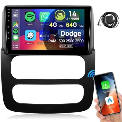 For 2002-2005 Dodge Ram 1500 2500 3500 Android 14.0 CarPlay Car Stereo Radio GPS - Image 1 of 4