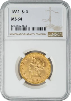1882 $10 Gold Liberty MS64 NGC 950296-5 - Image 1 of 4