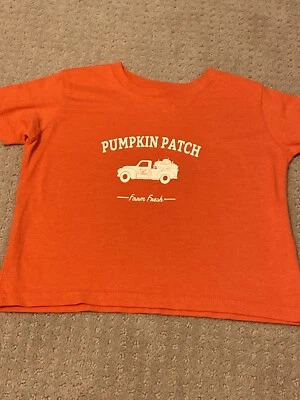 Rabbit Skins 2 码橙色短袖南瓜布贴T恤 — 第 1/3 张图片