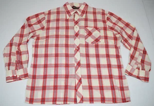 Vintage Plaid Shirt NULOOK Size L/XL 60s 70s Mod Burnt Orange Plaid Shirt Grunge - Picture 1 of 12
