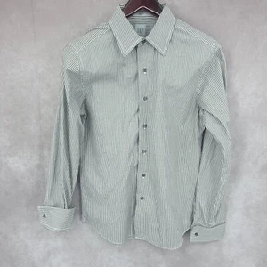 Gap Shirt Mens Small 14 - 14.5 Slim Fit Gray Striped Button Up Long Sleeve - Picture 1 of 10