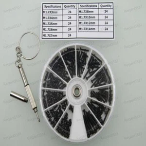 M1.7 Cabeza de cacerola transversal Tornillos autorroscantes Negro Surtido Kit Destornillador 216 piezas - Imagen 1 de 4