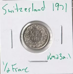 Coin Switzerland 1/2 Franc 1971 KM23a.1 - Picture 1 of 2