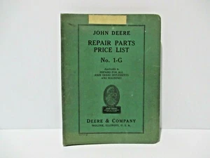ORIGINAL 1942 JOHN DEERE REPAIR PART PRICE LIST NUMBER 1-G NICE SHAPE - Picture 1 of 6