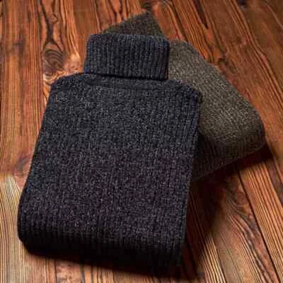 Autumn/Winter Sweater Slim Turtleneck Solid Color Pullover Men's Casual Knitted* - Image 1 of 4