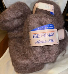 Vintage Lot of 7 Skeins Bernat Mohair Plus Wool Blend Yarn Sable  1.5 oz ea USA - Picture 1 of 6