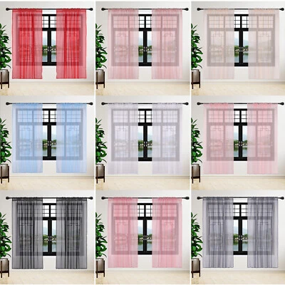Voile Curtains Pair (2 Panels) Of Lucy Voile Plain Sheer Top Panels-Top Quality - Image 1 of 2