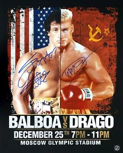 Sylvester Stallone & Dolph Lundgren handsigniertes 16x20 ROCKY IV Foto ASI Proof - Bild 1 von 2