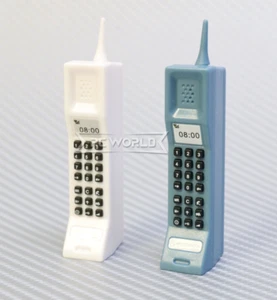 RC 1/6 Scale CELL PHONE Old School Motorola Brick Phone (2pc) -WHITE + BLUE - - Picture 1 of 12