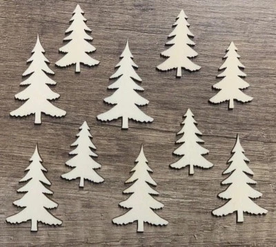 10 Streudeko Holz Bastelzubehör Weihnachten Xmas Tanne Weihnachtsbaum Baum - Bild 1 von 3