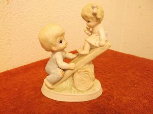 VINTAGE (HOMCO) HOME INTERIORS PORCELEIN BOY & GIRL ON A SEESAW FIGURINE #1406 - Picture 1 of 6