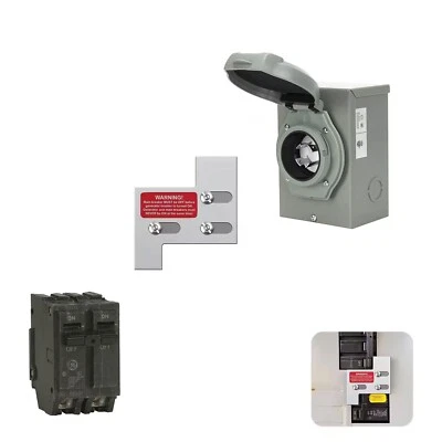 4000-8500W Generator Interlock Kit w/ 30A Inlet Box for GE 150A and 200Amp Panel - Image 1 of 4