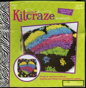Colorful Heart - Small Latch Hook Kit from Kitcraze - 8" x 8" - Opened - Picture 1 of 2